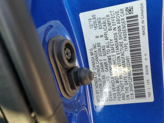 2020 HONDA CIVIC LX 2HGFC2F66LH522481