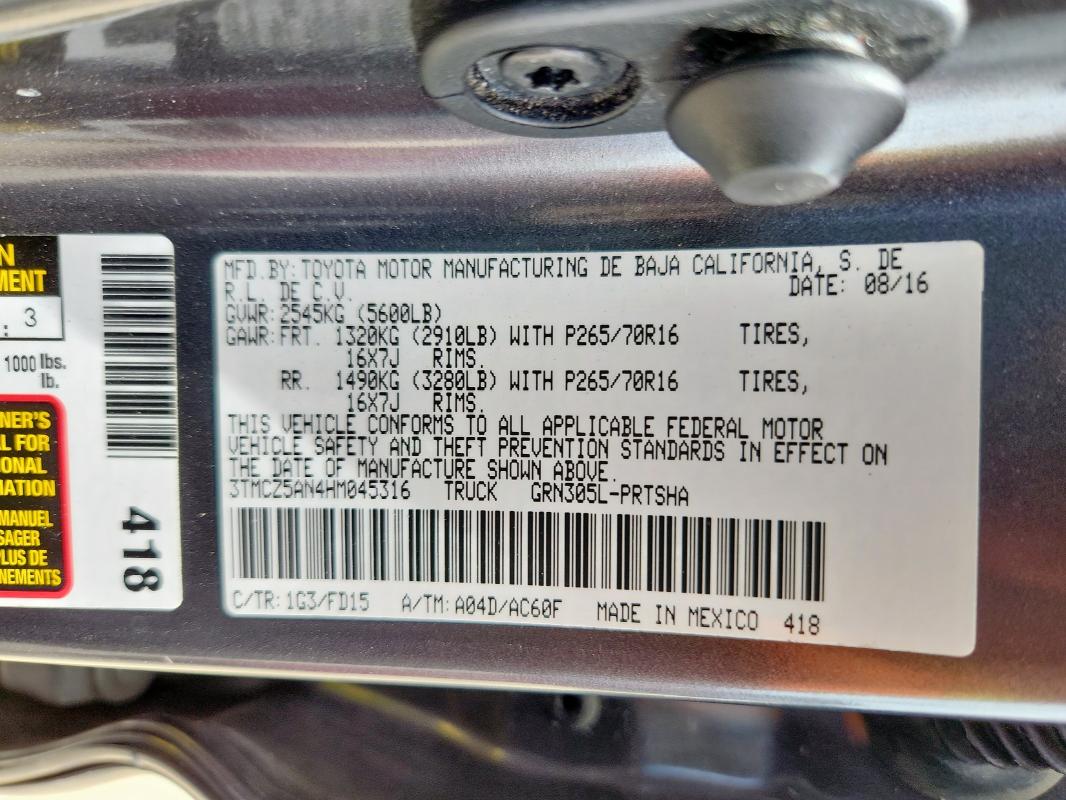 2017 TOYOTA TACOMA DOU - 3TMCZ5AN4HM045316