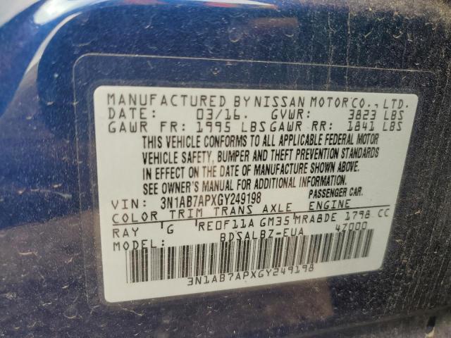 2016 NISSAN SENTRA S - 3N1AB7APXGY249198