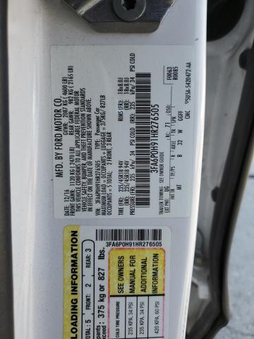 2017 FORD FUSION SE - 3FA6P0H91HR276505