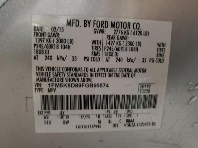 2015 FORD EXPLORER X 1FM5K8D89FGB95574