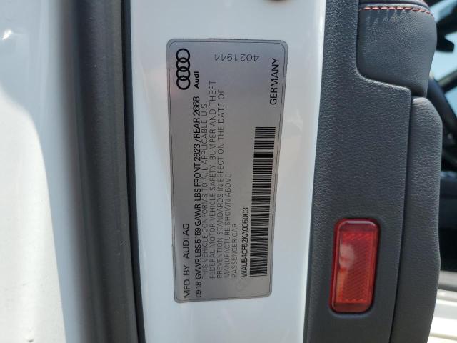 2019 AUDI S5 PREMIUM WAUB4CF52KA005003