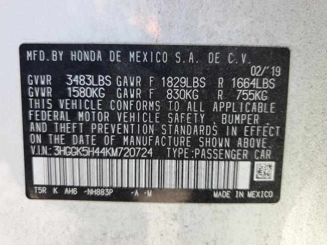2019 HONDA FIT LX 3HGGK5H44KM720724