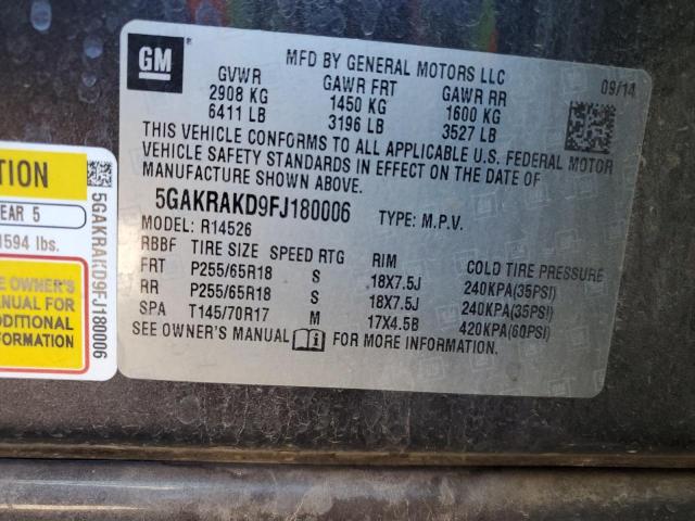 2015 BUICK ENCLAVE 5GAKRAKD9FJ180006