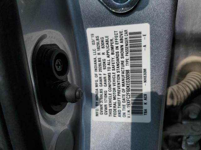2019 HONDA CIVIC LX 19XFC2F60KE030098