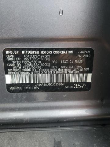 2019 MITSUBISHI OUTLANDER JA4AR3AU6KU023964