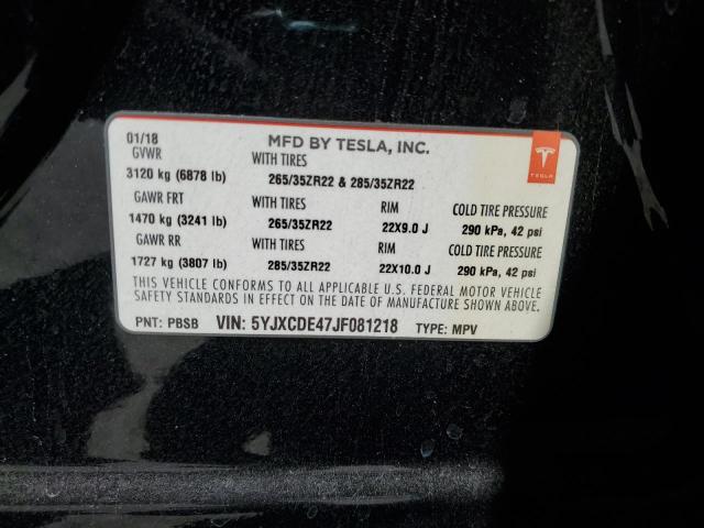 2018 TESLA MODEL X 5YJXCDE47JF081218