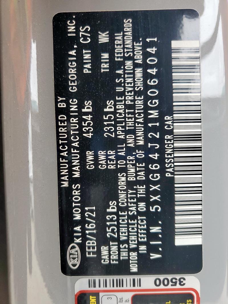 2021 KIA K5 GT LINE 5XXG64J21MG064041