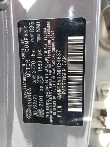 2022 HYUNDAI VENUE SE KMHRB8A37NU134637