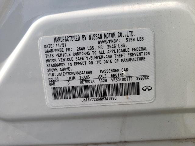 2022 INFINITI Q50 SENSOR JN1EV7CR6NM341660