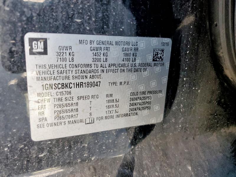 2017 CHEVROLET TAHOE C150 1GNSCBKC1HR189047