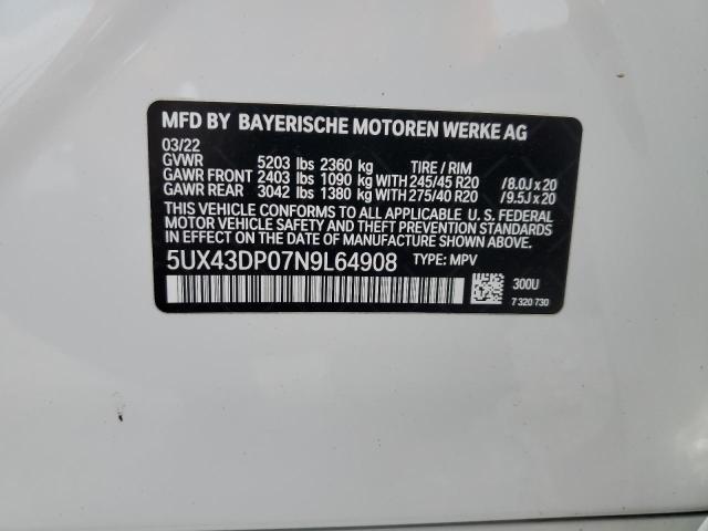 2022 BMW X3 SDRIVE3 5UX43DP07N9L64908