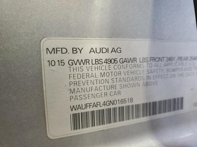 2016 AUDI A4 PREMIUM WAUFFAFL4GN016518