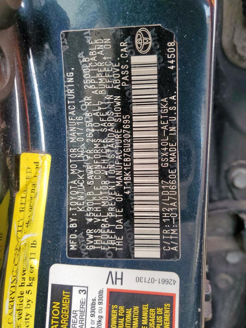 2016 TOYOTA AVALON XLE - 4T1BK1EB7GU207695