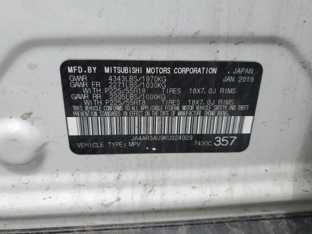2019 MITSUBISHI OUTLANDER JA4AR3AU9KU024929
