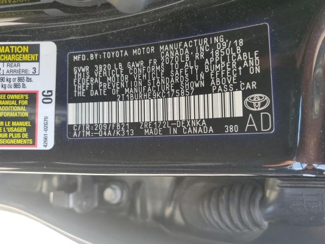 2019 TOYOTA COROLLA L - 2T1BURHE9KC175857
