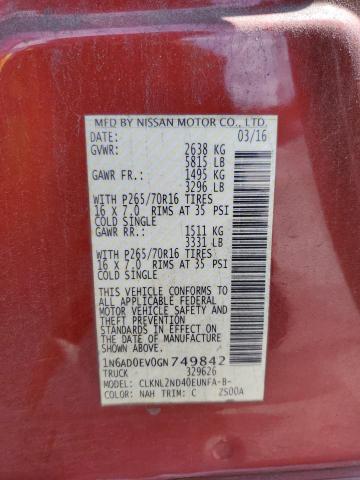 2016 NISSAN FRONTIER S - 1N6AD0EV0GN749842