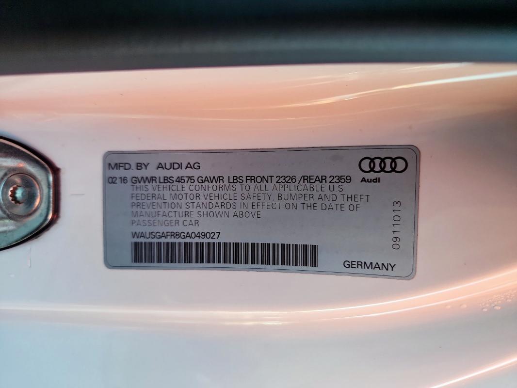 2016 AUDI A5 PREMIUM WAUSGAFR8GA049027
