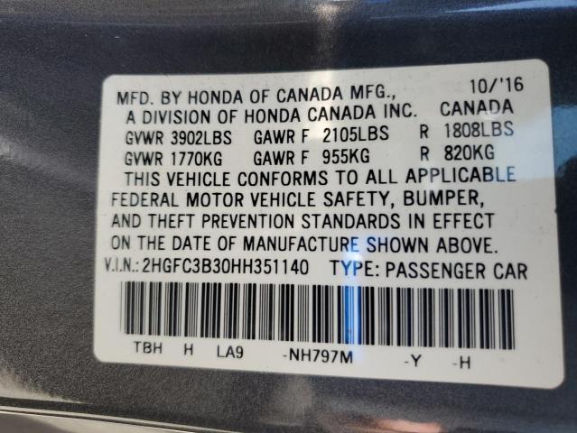 2017 HONDA CIVIC EX 2HGFC3B30HH351140