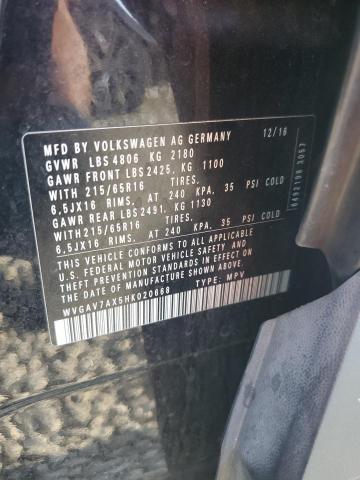 2017 VOLKSWAGEN TIGUAN S WVGAV7AX5HK020668