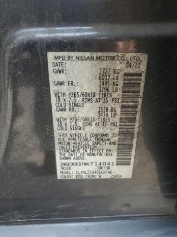 2021 NISSAN FRONTIER S 1N6ED0EB7MN714041