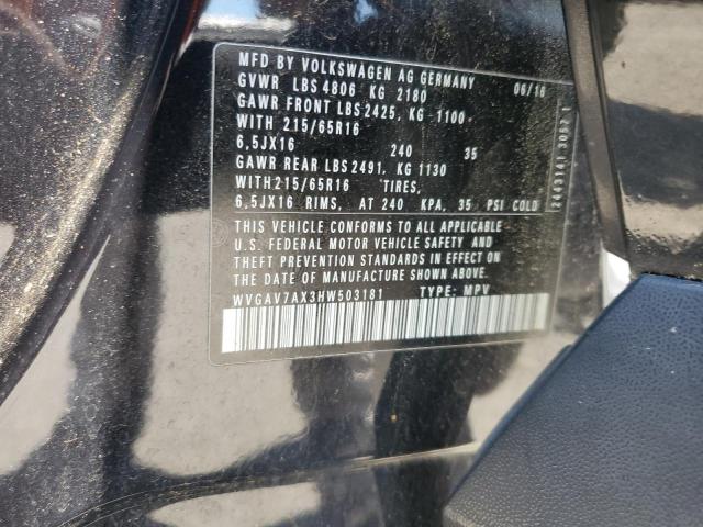 2017 VOLKSWAGEN TIGUAN S WVGAV7AX3HW503181