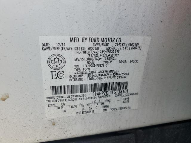 2015 FORD TAURUS SHO 1FAHP2KT4FG138101