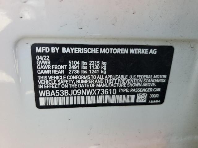 2022 BMW 540 I WBA53BJ09NWX73610