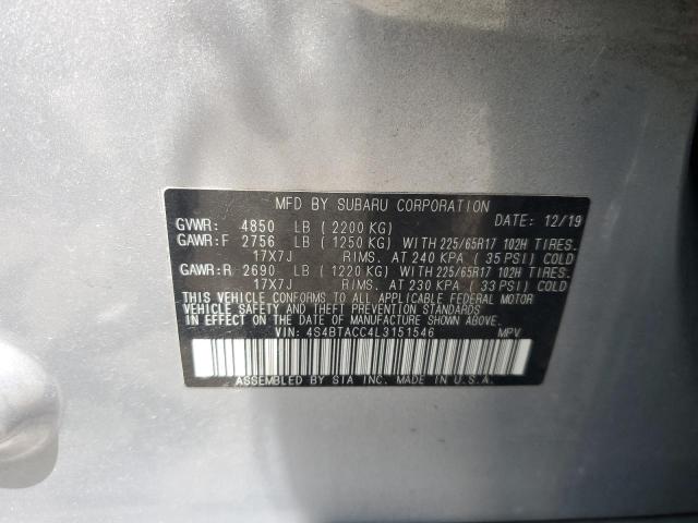2020 SUBARU OUTBACK PR 4S4BTACC4L3151546
