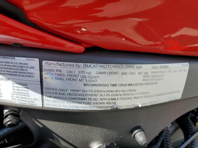 2025 DUCATI PANIGALE V ZDMDAG6WXSB002000