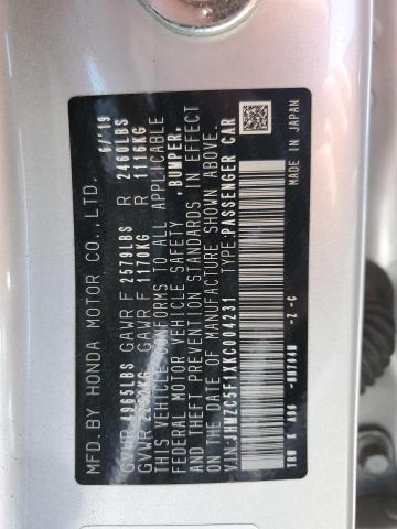2019 HONDA CLARITY JHMZC5F1XKC004231