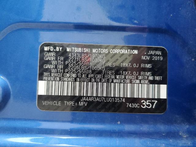 2020 MITSUBISHI OUTLANDER - JA4AR3AU7LU013574