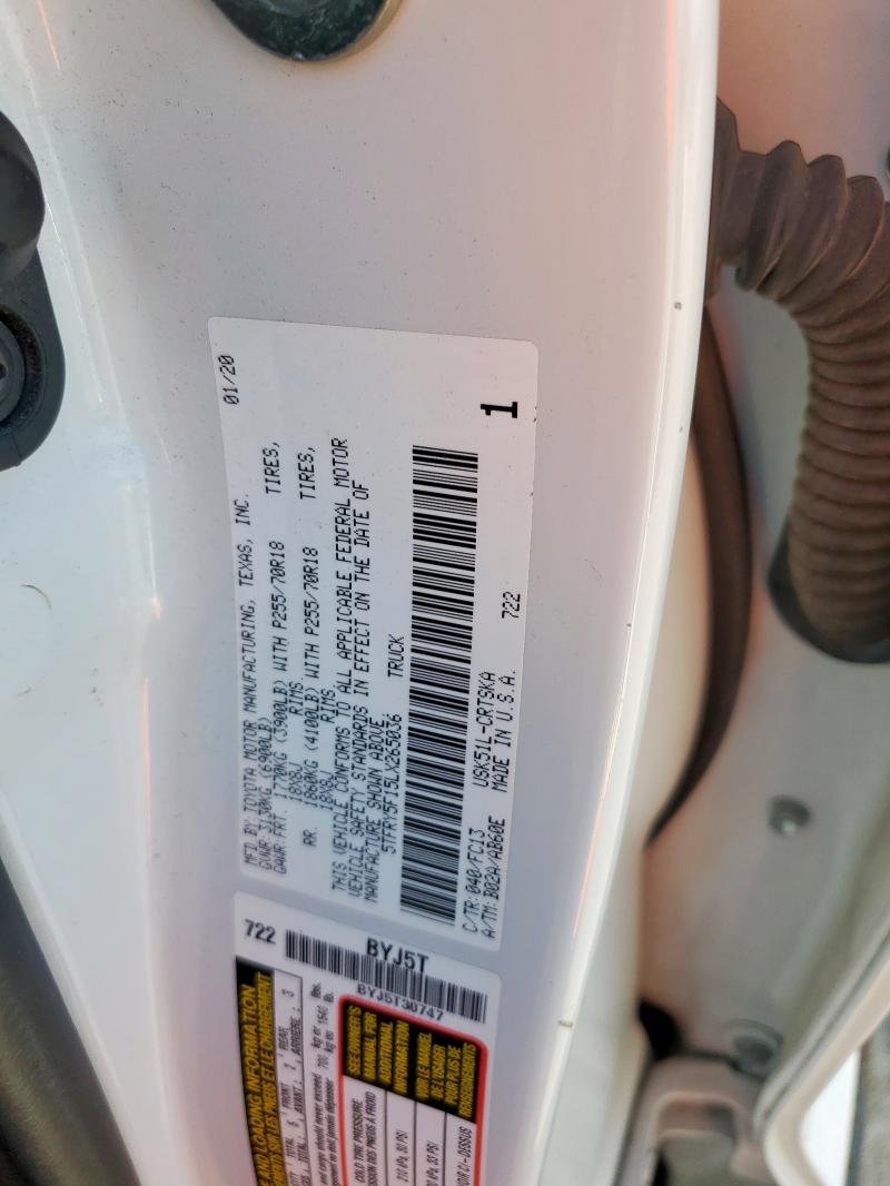 2020 TOYOTA TUNDRA DOU 5TFRY5F15LX265036