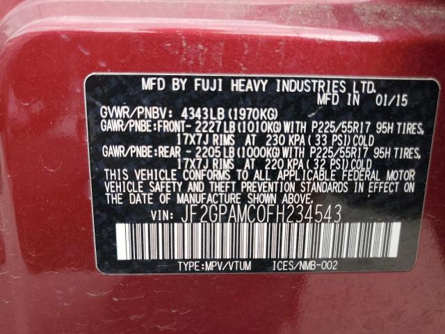 JF2GPAMC0FH234543 Subaru Xv Crosstrek 2.0 Limited