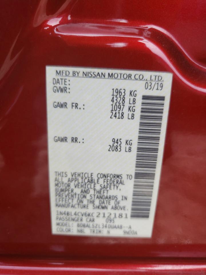 1N4BL4CV6KC212181 NISSAN ALTIMA 2019
