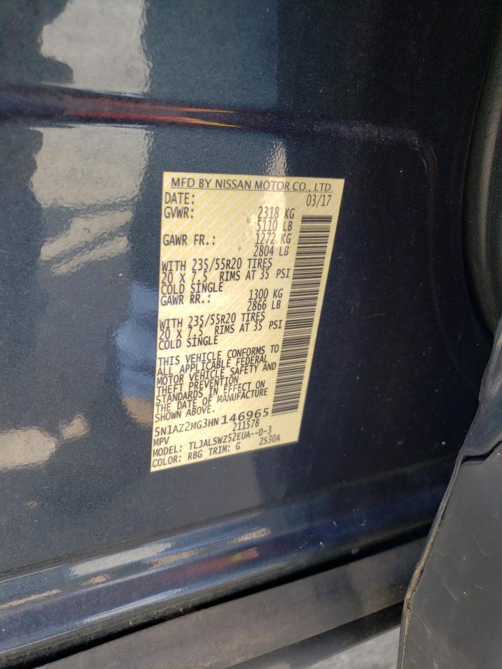 5N1AZ2MG3HN146965 NISSAN MURANO 2017