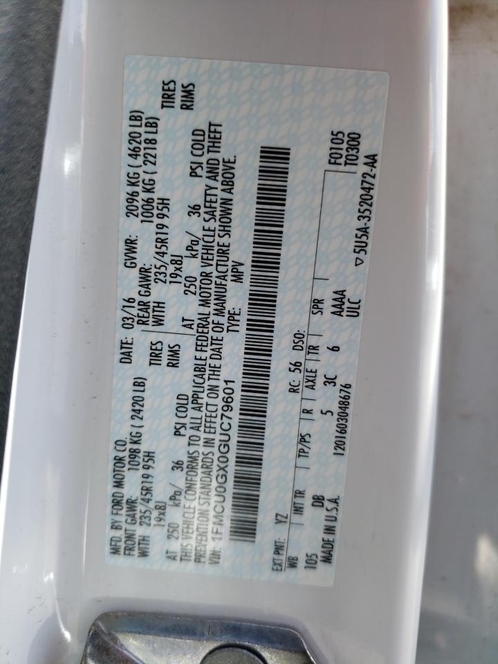 1FMCU0GX0GUC79601 FORD ESCAPE 2016