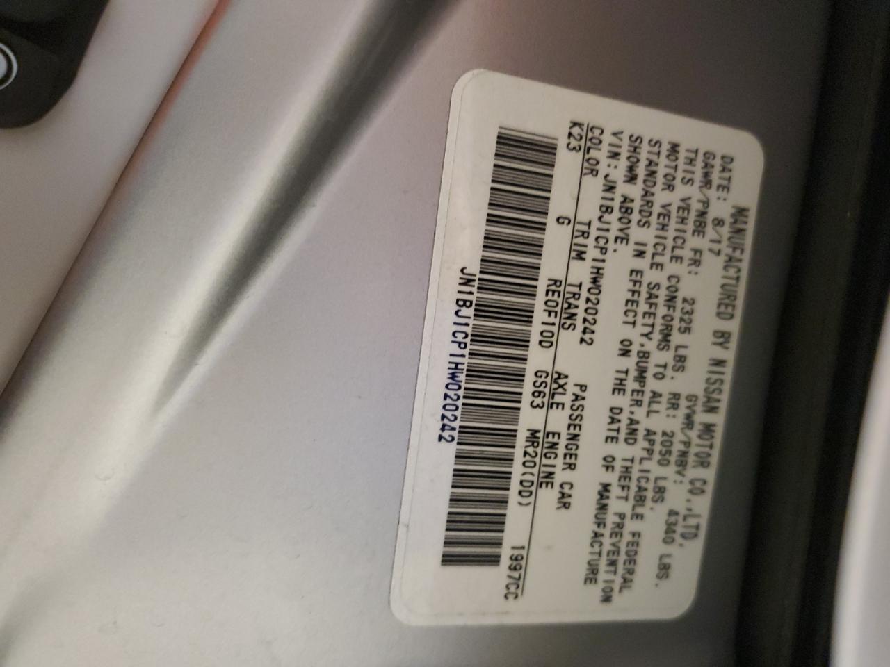 JN1BJ1CP1HW020242 NISSAN ROGUE 2017