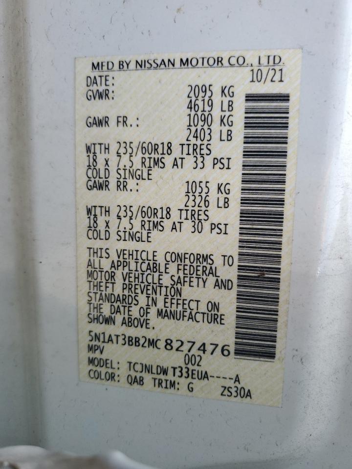 5N1AT3BB2MC827476 NISSAN ROGUE 2021