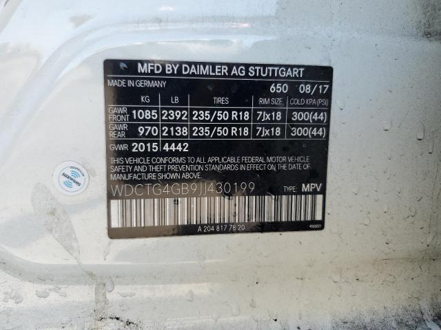 WDCTG4GB9JJ430199 Mercedes-Benz Gla 250 4matic