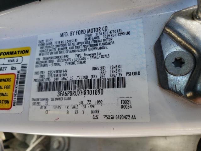3FA6P0RUXHR301890 Ford Fusion Titanium Hev