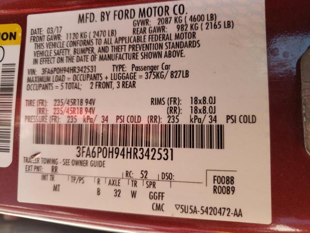 3FA6P0H94HR342531 2017 FORD FUSION, photo no. 13