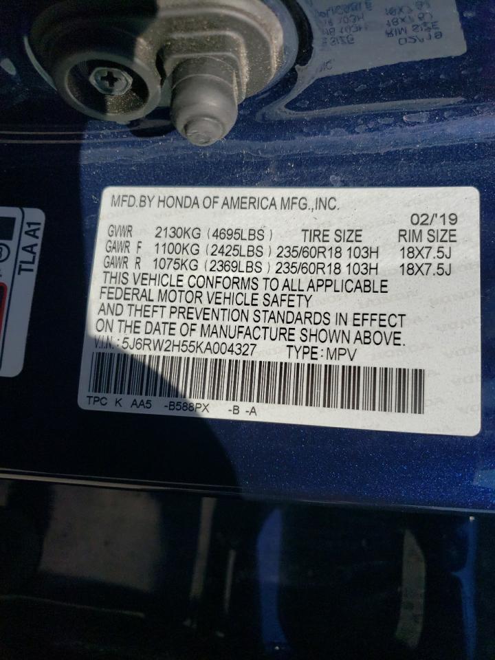 5J6RW2H55KA004327 HONDA CRV 2019