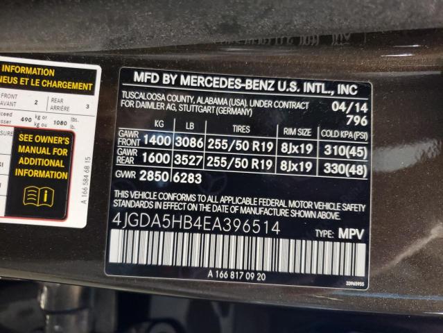 VIN 4JGDA5HB4EA396514 2014 Mercedes-Benz ML-Class, ... no.13