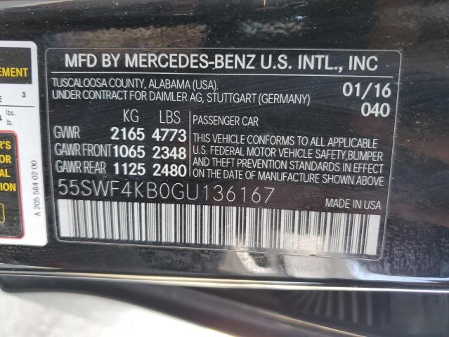 55SWF4KB0GU136167 2016 MERCEDES-BENZ C-CLASS, photo no. 13