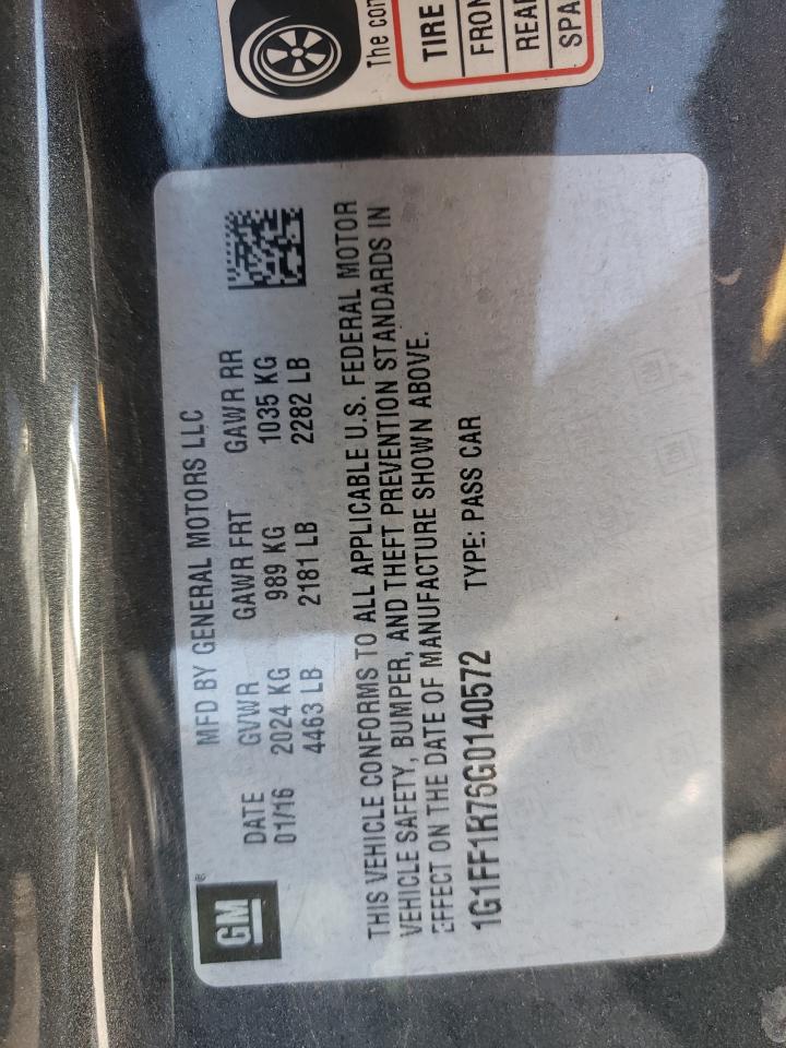 1G1FF1R76G0140572 CHEVROLET CAMARO 2016
