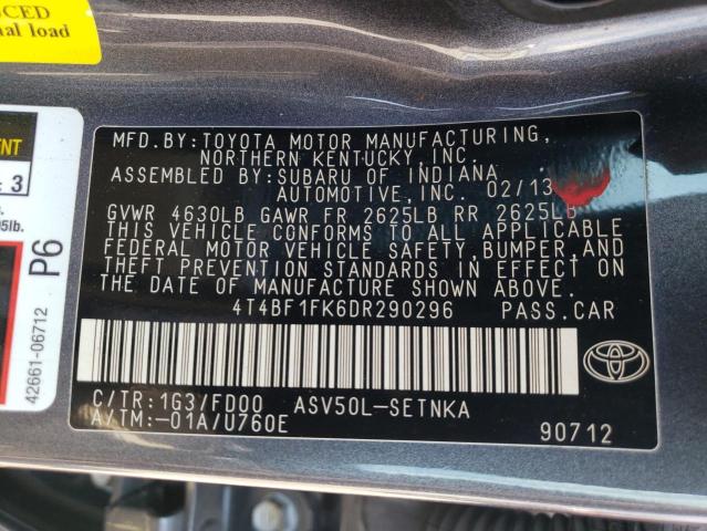 VIN 4T4BF1FK6DR290296 2013 Toyota Camry, L no.12