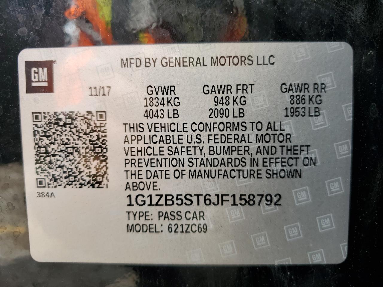 1G1ZB5ST6JF158792 CHEVROLET MALIBU 2018