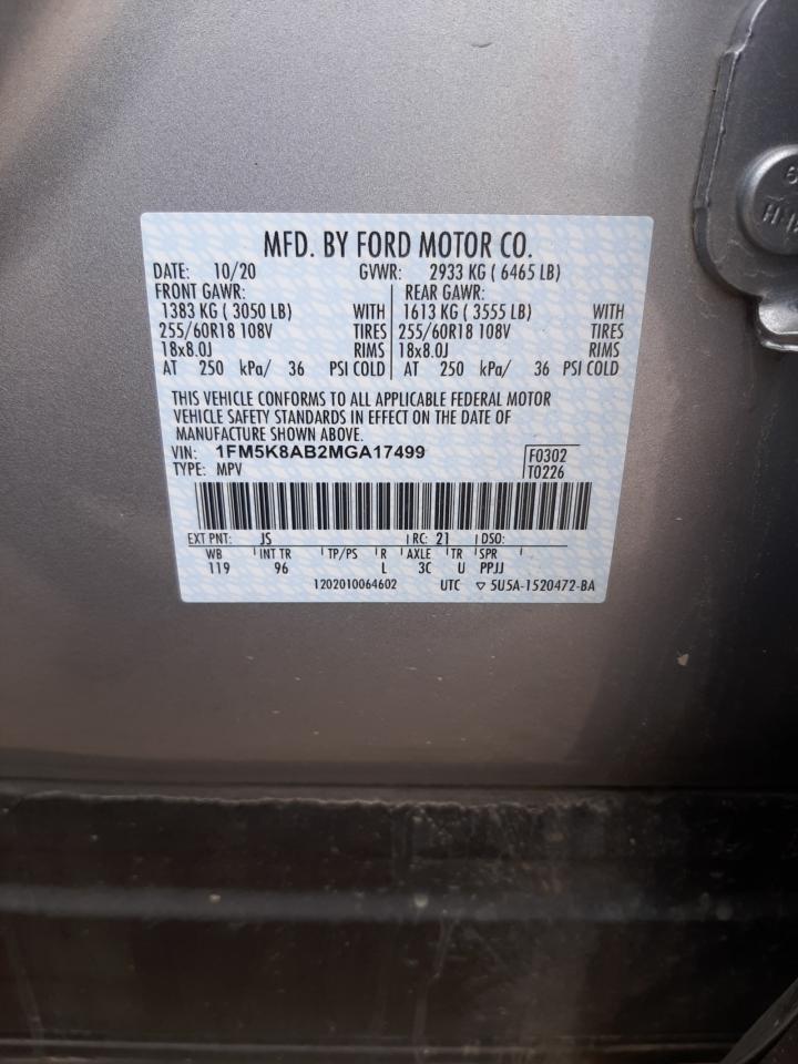 1FM5K8AB2MGA17499 FORD EXPLORER 2021