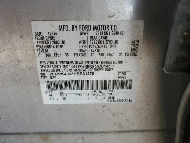 2FMPK4J93HBB31278 2017 FORD EDGE, photo no. 12